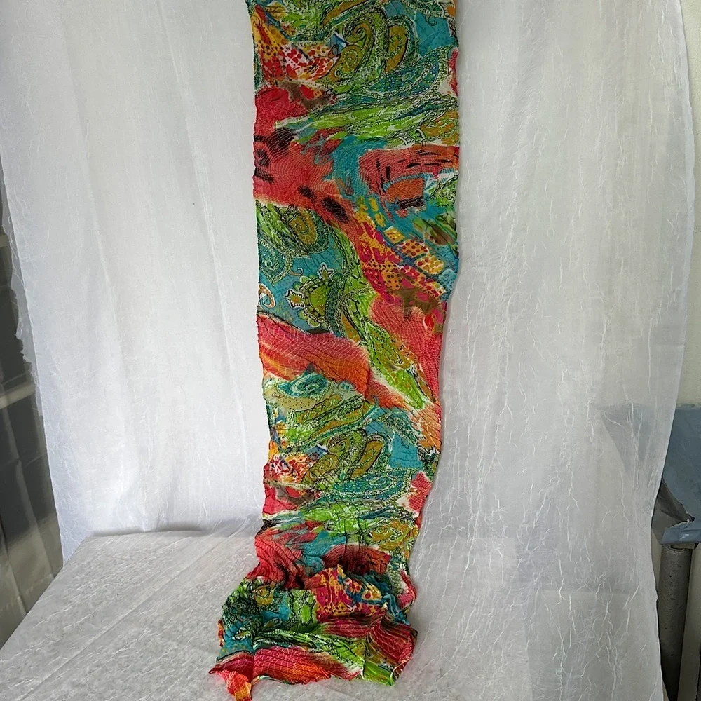 3/$20 💥 Colorful Lightweight Scarf Wrap Shawl Abstract Paisley Micro‎ Pleated